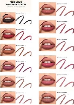 12 Colors Matte Lip Liner Pencil Set Natural Lip Makeup Soft Pencils and Long Lasting Velvet Lip Liner
