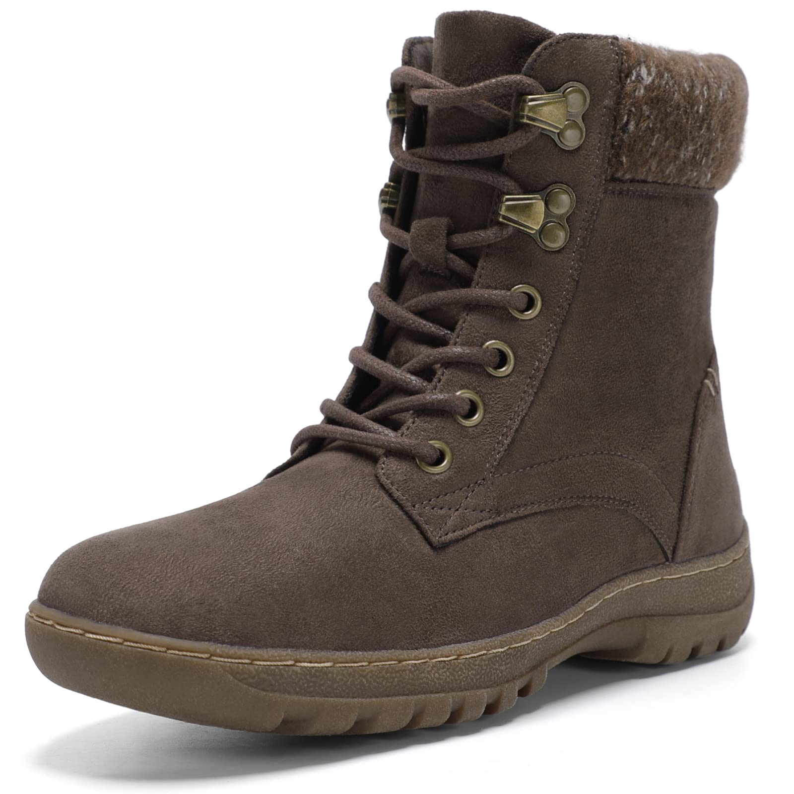 STQ Hiking Boots Women Lace up Combat Boots Ankle Fashion Winter Ladies