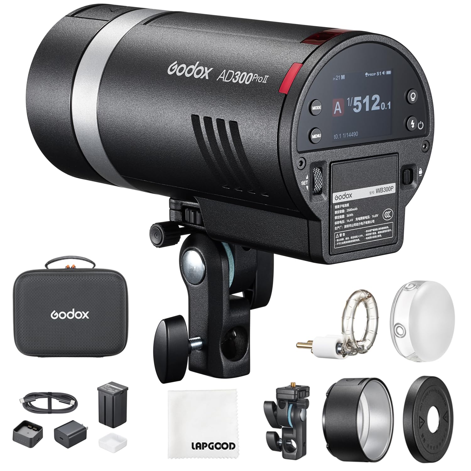 GODOX AD300 Pro II AD300Pro II Outdoor Flash,AD300PROII 300Ws Studio Flash Monolight 2.4G 1/8000 HSS Recycle Time 0.01~1.5s,12W Bi-Color Modeling Light,(AD300Pro Upgraded)