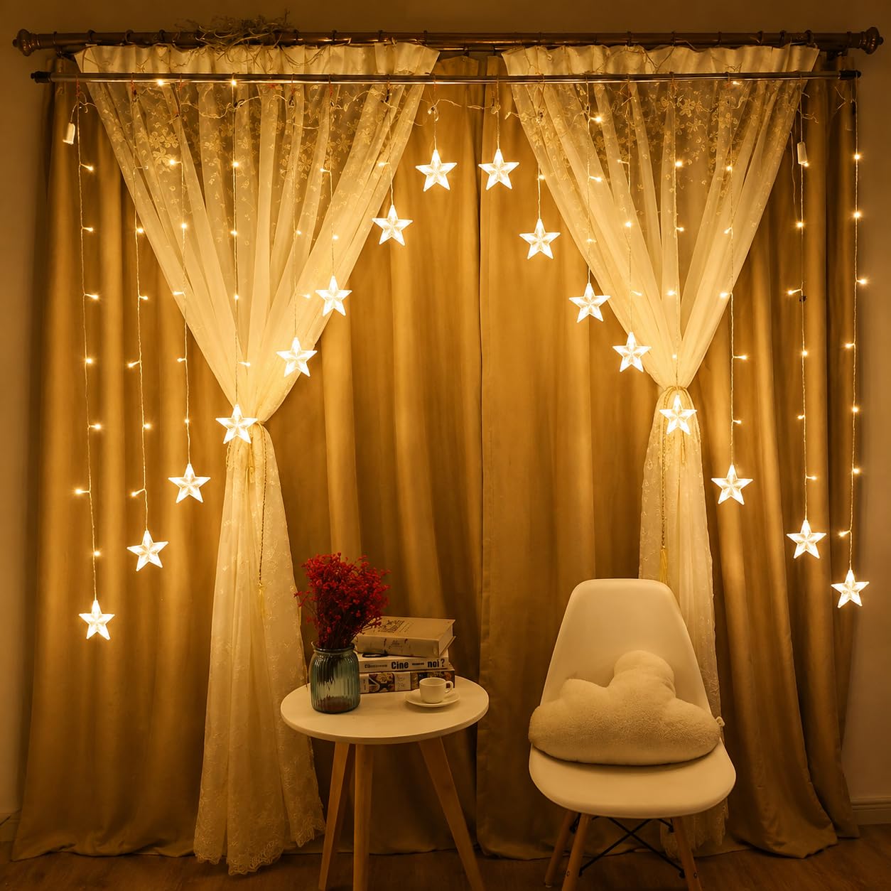 FLYNGO Star Curtain Lights - Diwali, Christmas, Wedding -1