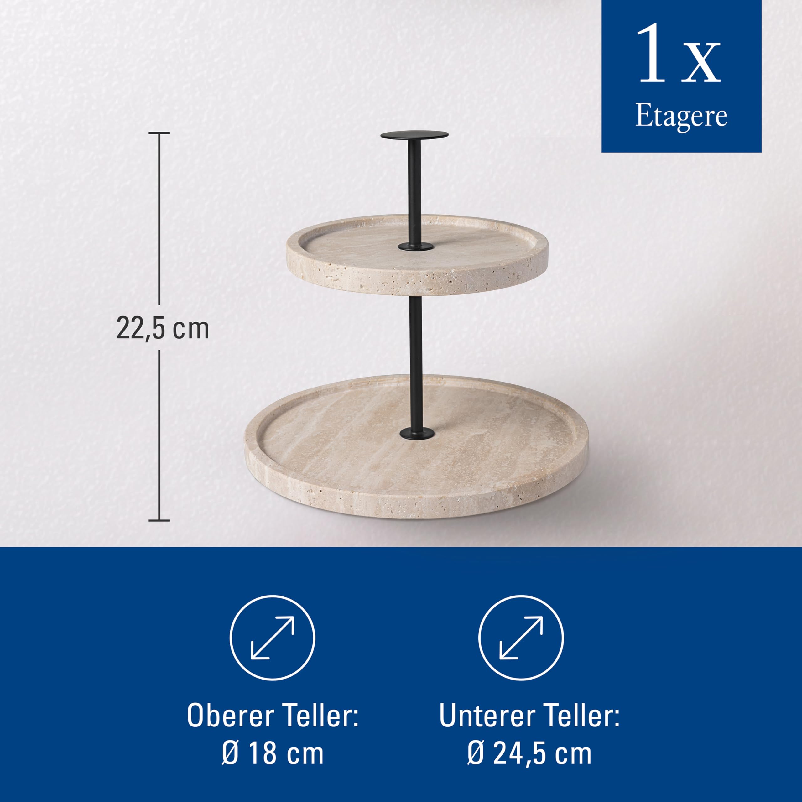 Villeroy & Boch - Manufacture Travertine Etagere Beige, Handarbeit, Elegantes Design aus Naturstein in Sandton, Anrichten von Buffet, Tischdeko Stein, Dekoration, Travertin
