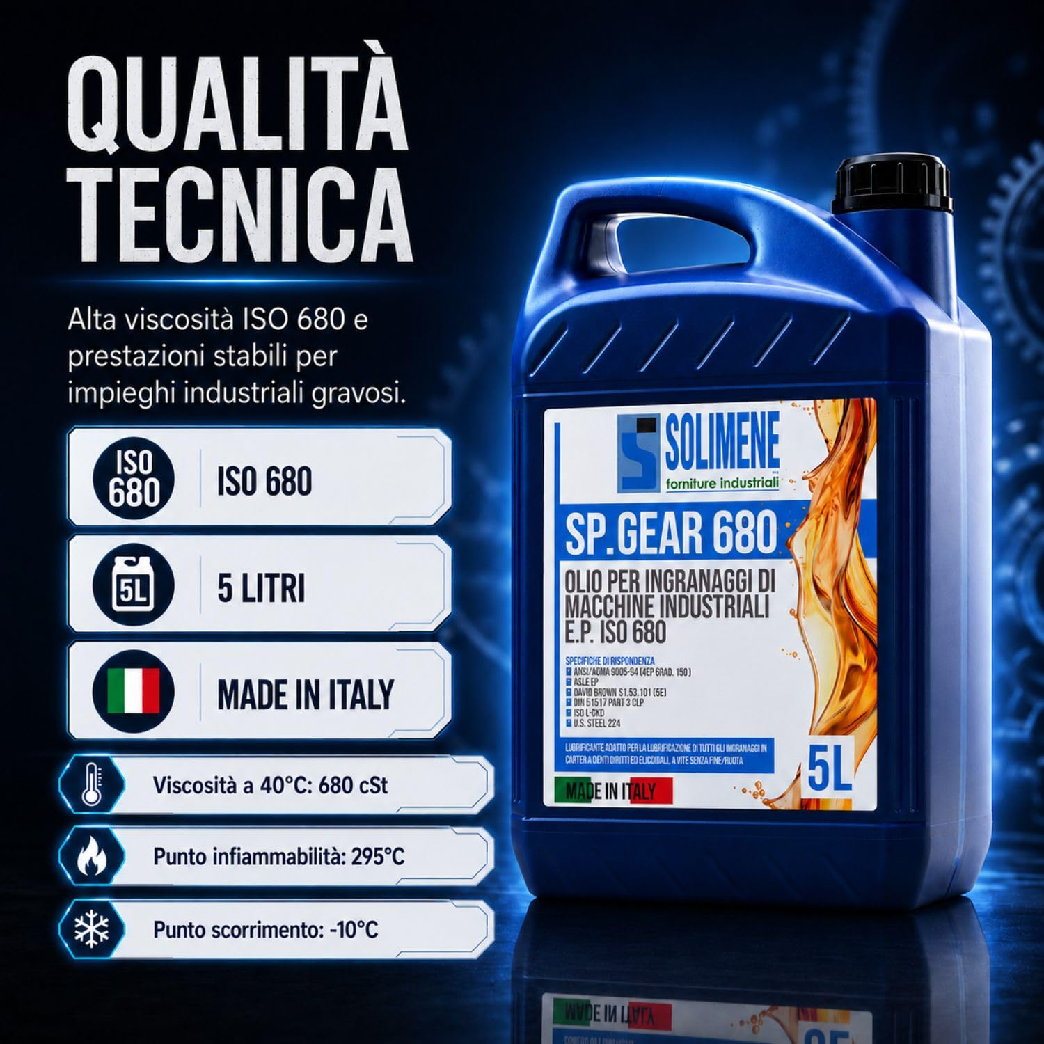 OLIO EP 680 GR PER RIDUTTORI - INGRANAGGI ALTA QUALITÀ (AGIP BLASIA) 5 LT