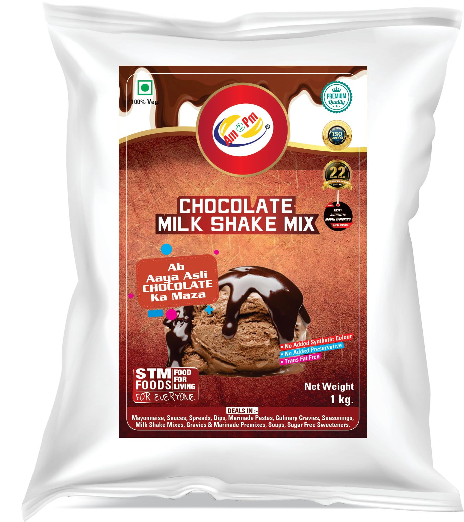 Am 2 Pm - Premium Silky Smoothy Milk Shake Mix, Flavoured Milk shake Premix Powder, Instant Premix Drink Milkshake Powder (Chocolate) 1 Kg