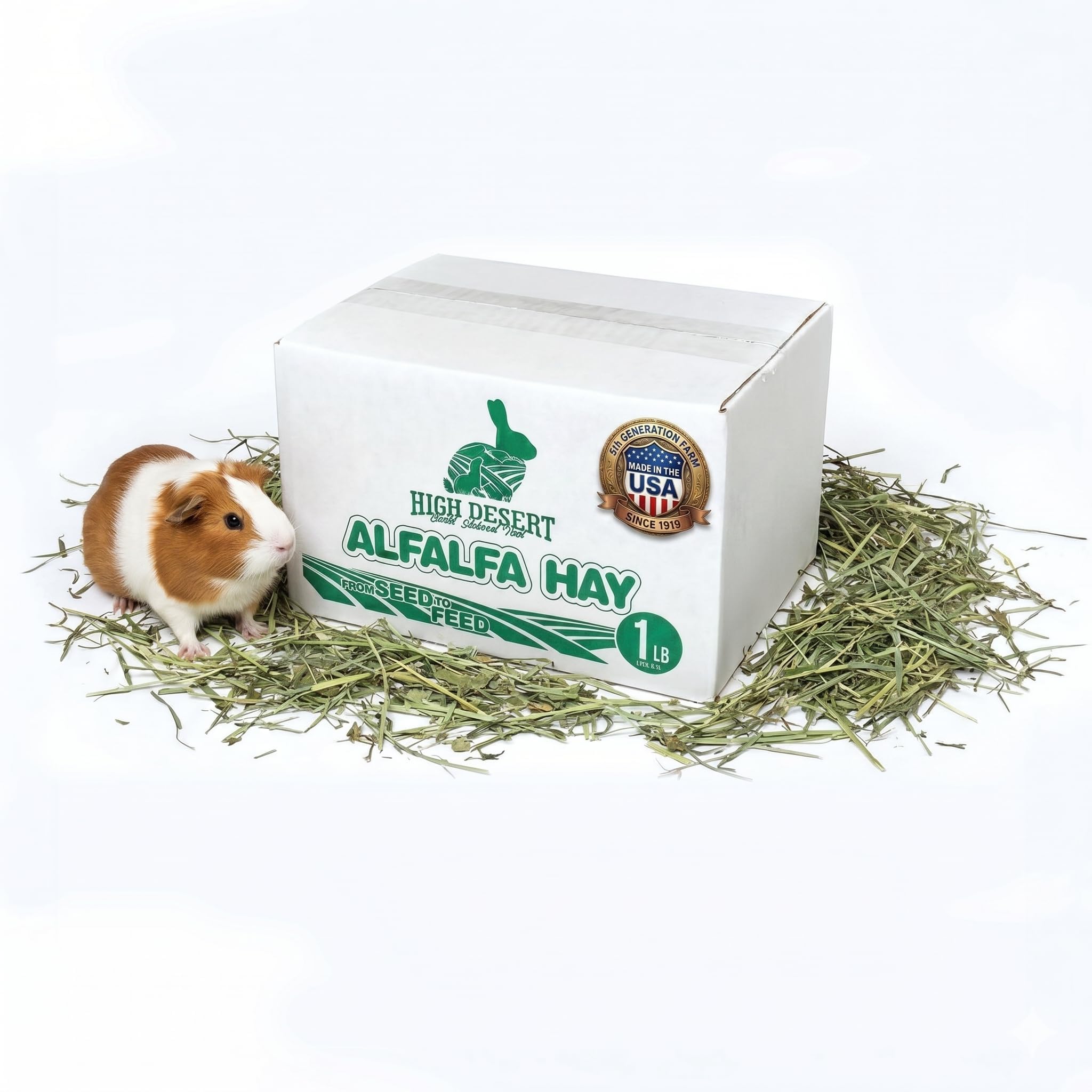 Alfalfa Hay - Dried Natural Alfalfa Hay for Rabbits, Guinea Pigs, Chinchillas, and Ferrets - Protein and Fiber Rich Food for Small Animals - Healthy Pet Food