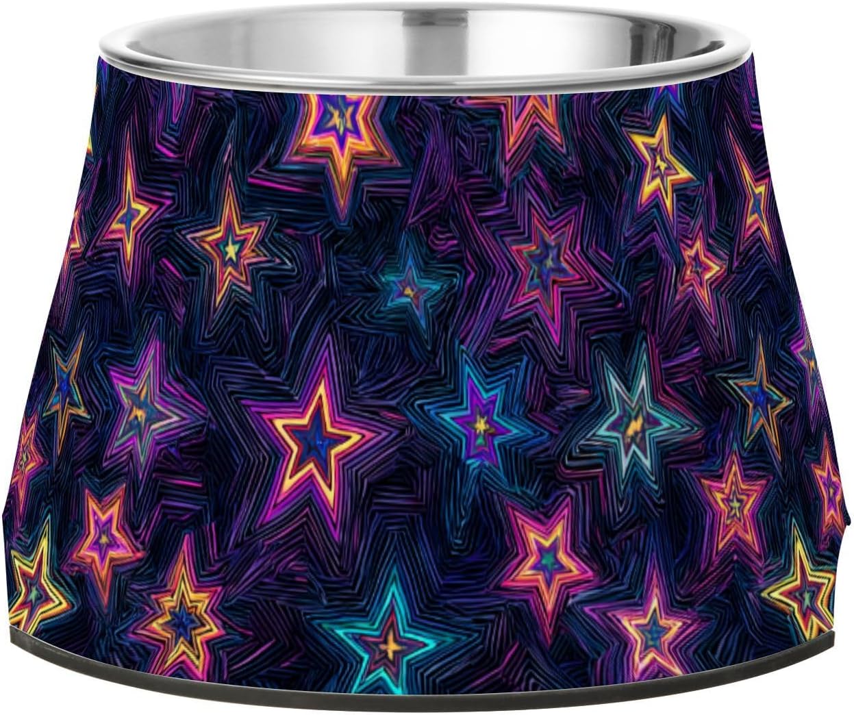 Shining Stars Dreamy Purple Bowl for Pets Non Slip Stainless Steel Cats Basic Bowls for Slow Feed Cats Whisker Friendly
