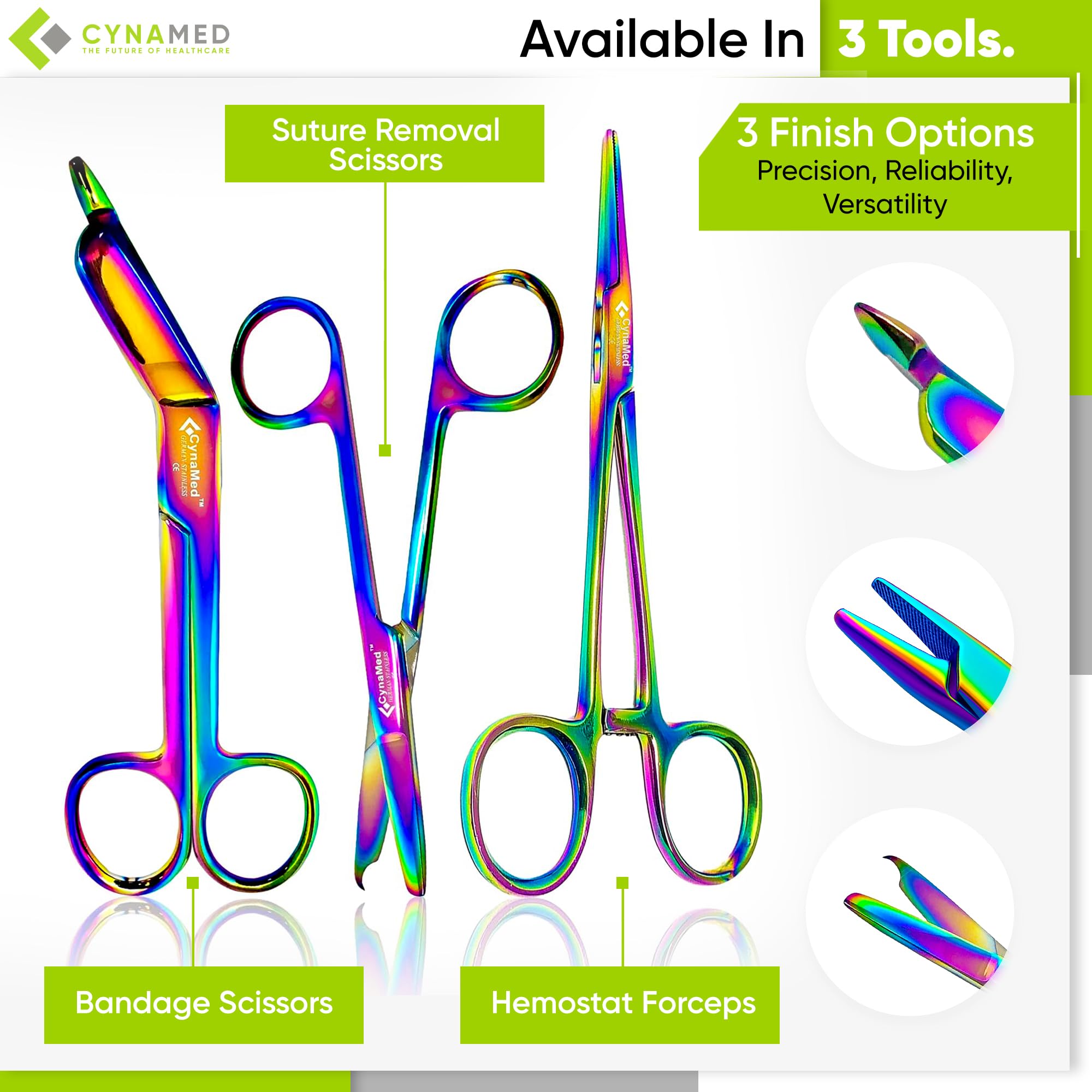 CynaMed Hemostat & Scissors Set - Multicolor Titanium -3 CynaMed Hemostat & Scissors Set - Multicolor Titanium -3