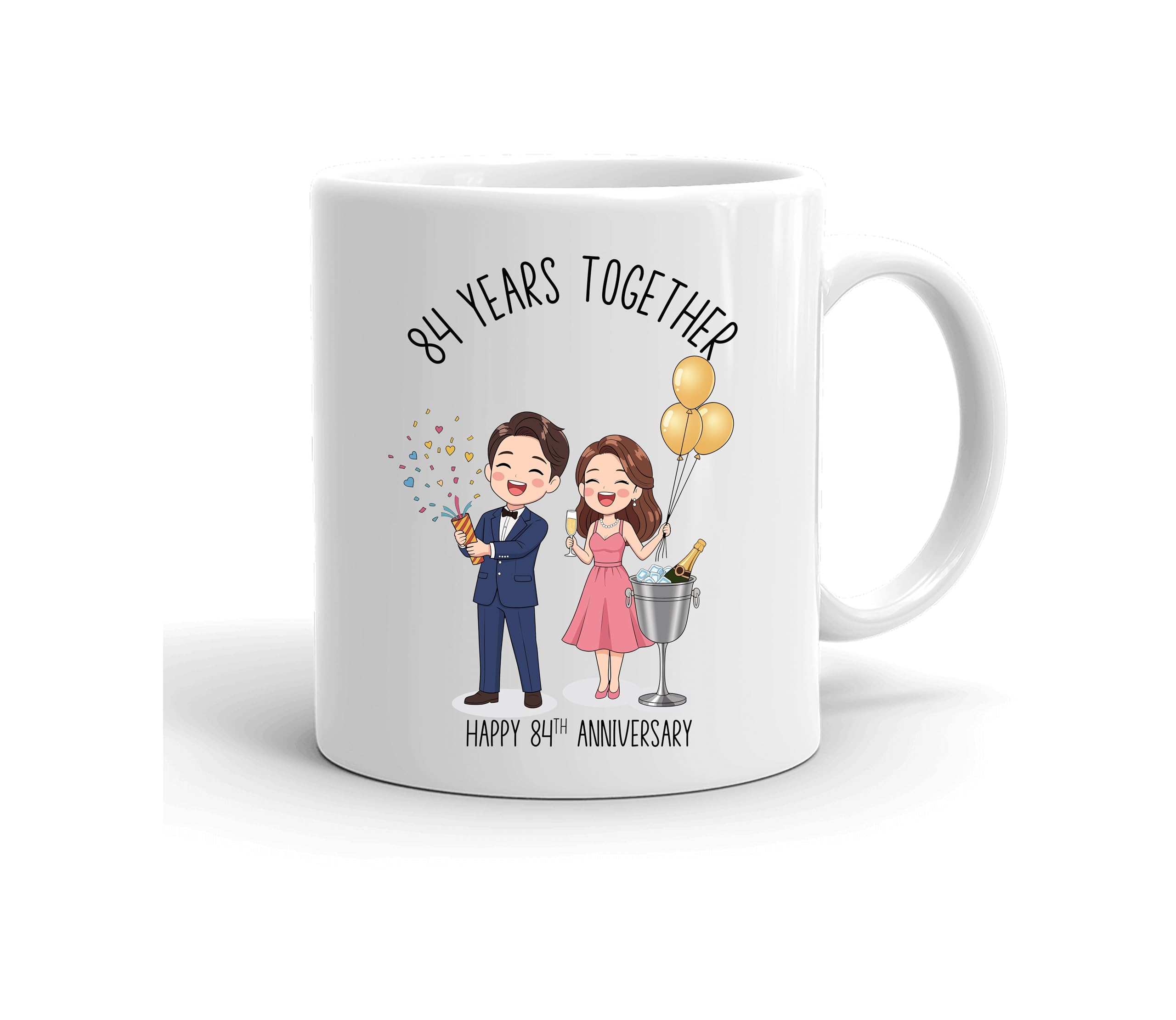 VIROSA 84 Year Anniversary Mug – 11oz Ceramic Coffee Mug Gift for Husband, Wife, Couples – First Wedding Anniversary Present Idea, Funny Romantic Keepsake