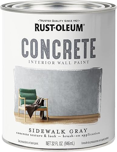 Rust-Oleum 379908 Pintura de pared interior de hormigón, cuarto de galón, gris acera