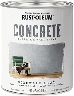 Rust-Oleum 379908 Concrete Interior Wall Paint, Quart, Sidewalk Gray