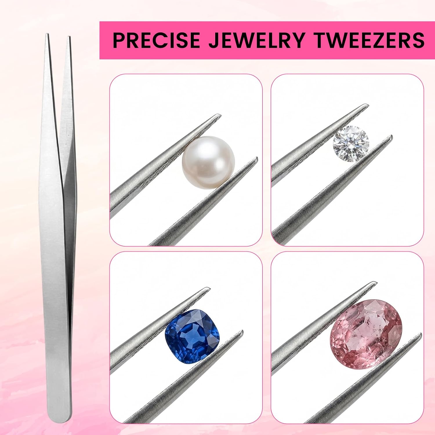 30PCS Rhinestone Picker Tool Kit 4 PCS Dual-head Dotting Pen Applicator with 4 PCS Pen grip 20PCS Clay Precision Jewelry Tweezers and Rhinestone storage Tray for DIY Nail Art Craft Crystals