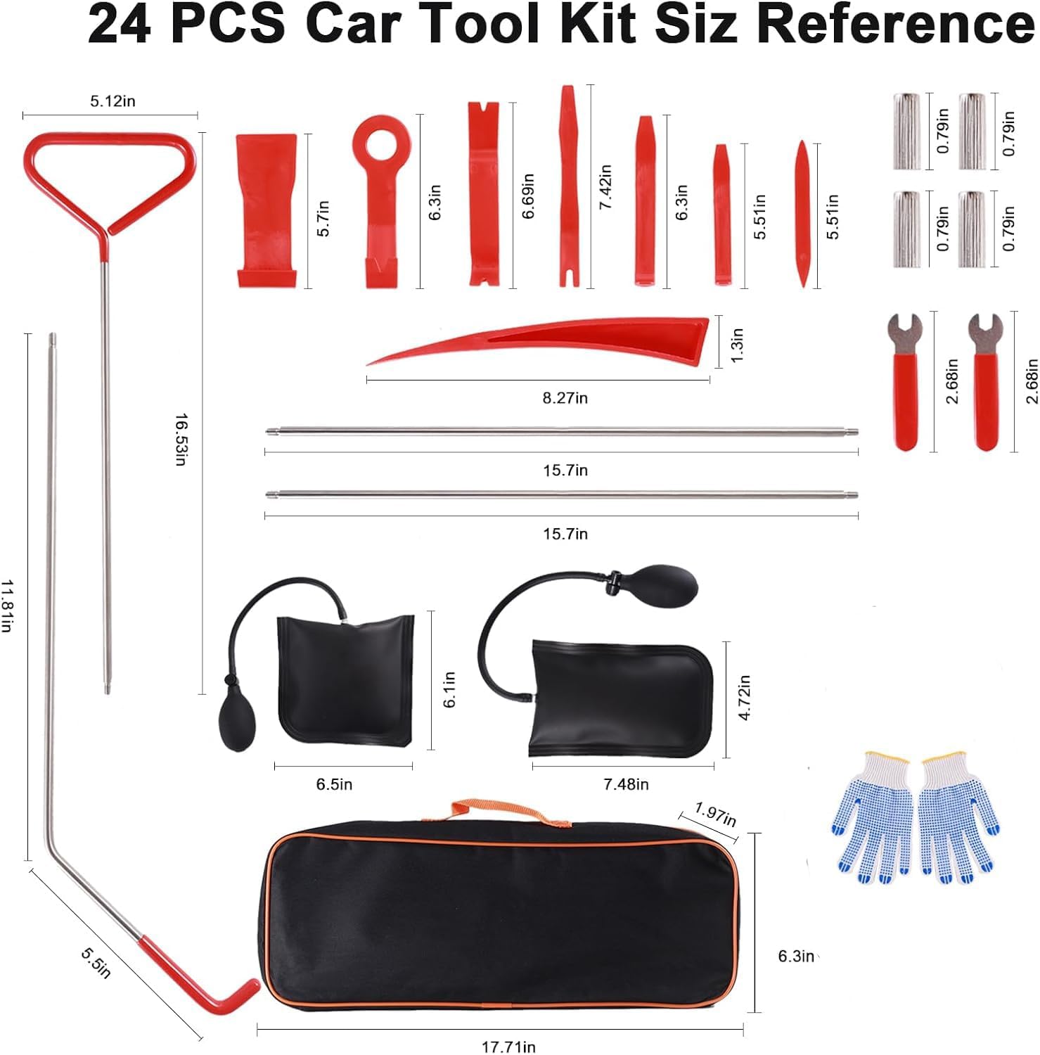 24 PCS Stainless Steel Repair Tools(Red)