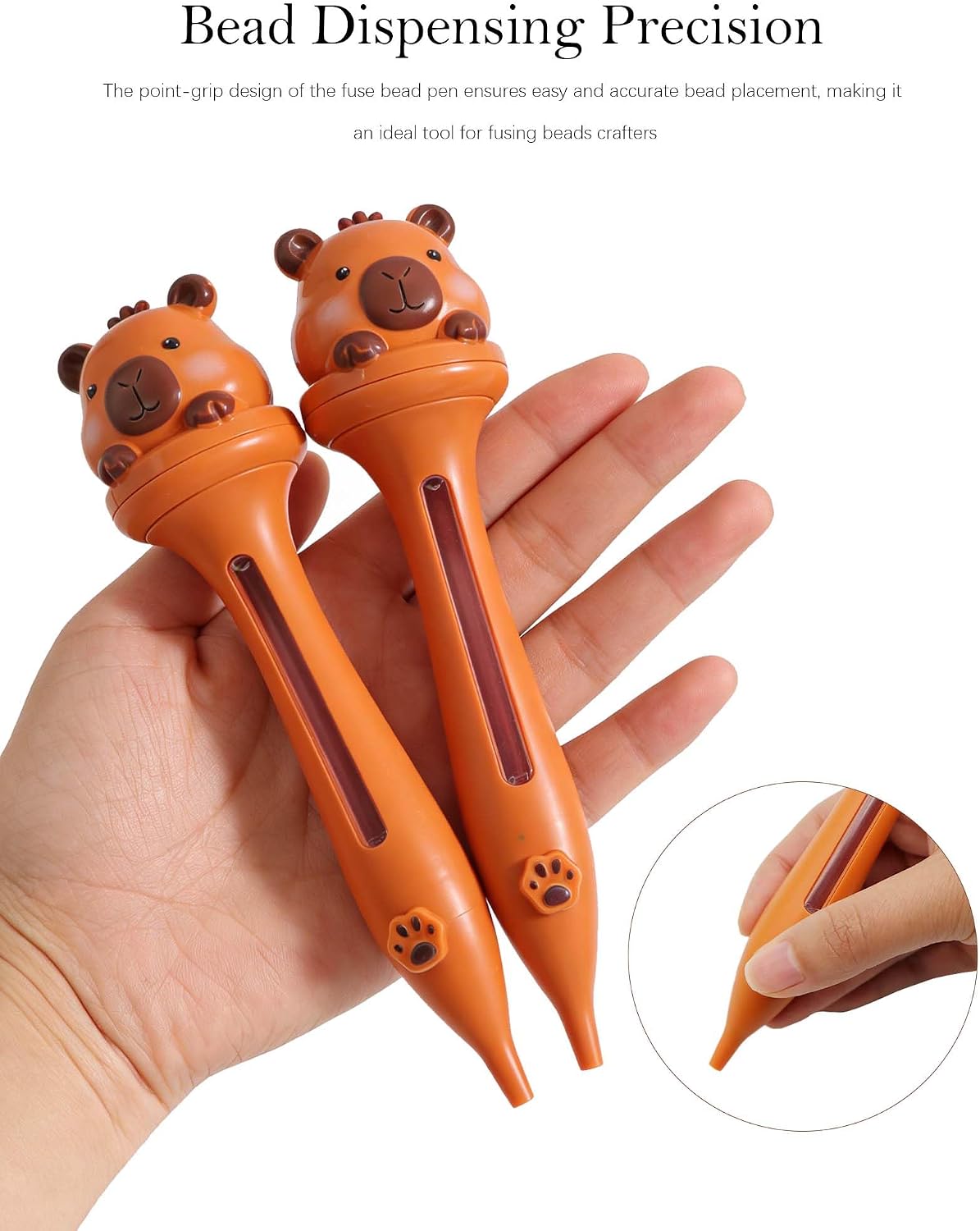 2 Pack Cute Cartoon Animal Fuse Bead Pen Set - 2.6mm Bead Dispenser for Craft Lovers and DIY Enthusiasts