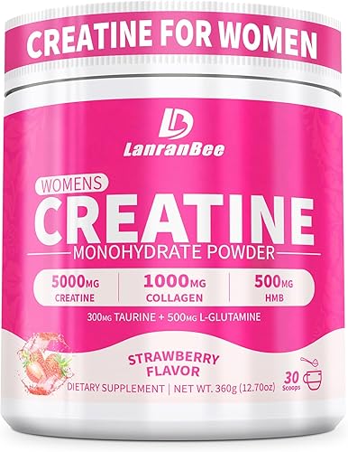 Creatina HMB para mujeres, 0.18 onzas de creatina micronizada monohidrato en polvo con colágeno suplemento para apoyo muscular, energía y