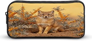 Tibetan Fox Large Pencil Case Pouch Big Capacity for Office | Soft Stationery Pen Marker Bag with Zipper, Wide Opening, Travel Portable Makeup Storage Organizer, Supplies for Men, Women