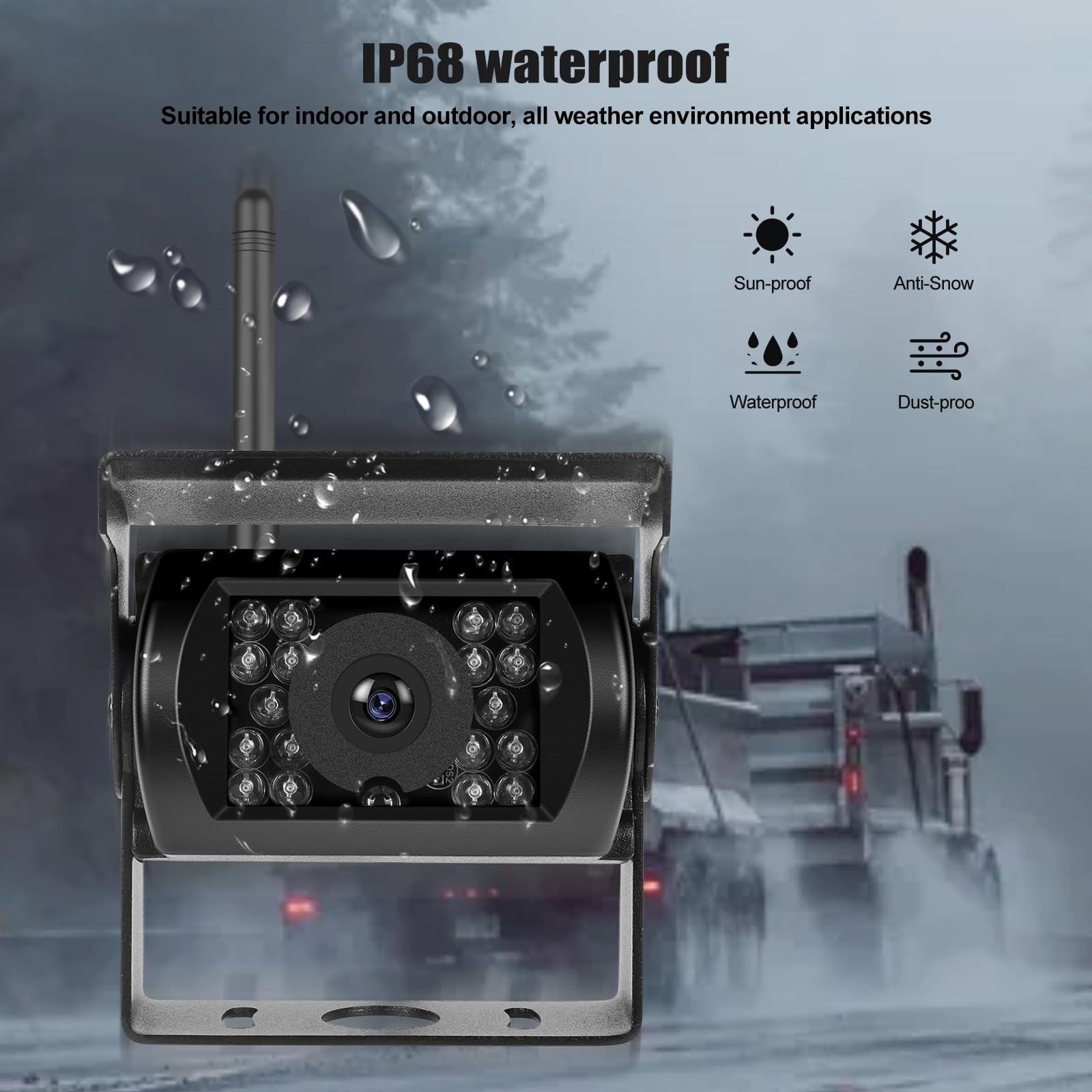 Hikity draadloze digitale back-upcameraset, 5-inch draadloze back-upmonitor, IP69 waterdicht, AHD 1080P nachtzicht, groothoekcamera achteruitrijcamera voor SUV-camperaanhangwagen Van pick-up