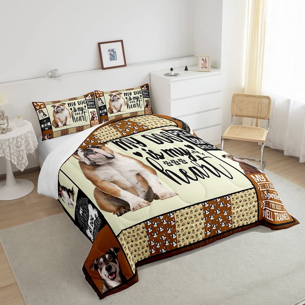 Set di biancheria da letto per bambini con bulldog carino per bambini kawaii cani piumino piumone/trapunta per amanti del cane griglia per tutte le stagioni trapunta king