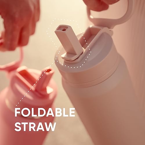 Miniatura 8 de Hydrapeak Botella de agua aislada de 32 onzas con tapa con popote, botella de agua de metal de 32 onzas que se mantiene fría durante 24 horas,