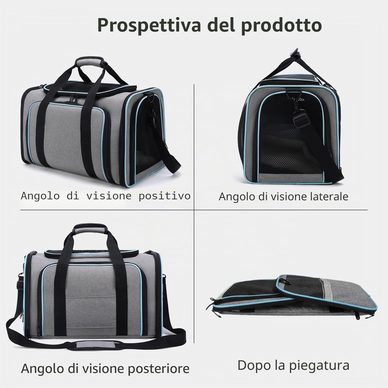 PETCUTE Trasportino per Cani e Gatti Espandibile,Trasportino per Animali Approvato Dalla Compagnia Aerea,Pieghevole Trasportino Cane Gatto con Materasso Morbido,per Viaggio in Auto, Aereo, Treno