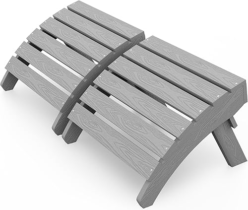 MXIMU Juego de 2 otomanas plegables Adirondack para exteriores, reposapiés de plástico HIPS, fácil montaje, reposapiés para todo tipo de clima, para