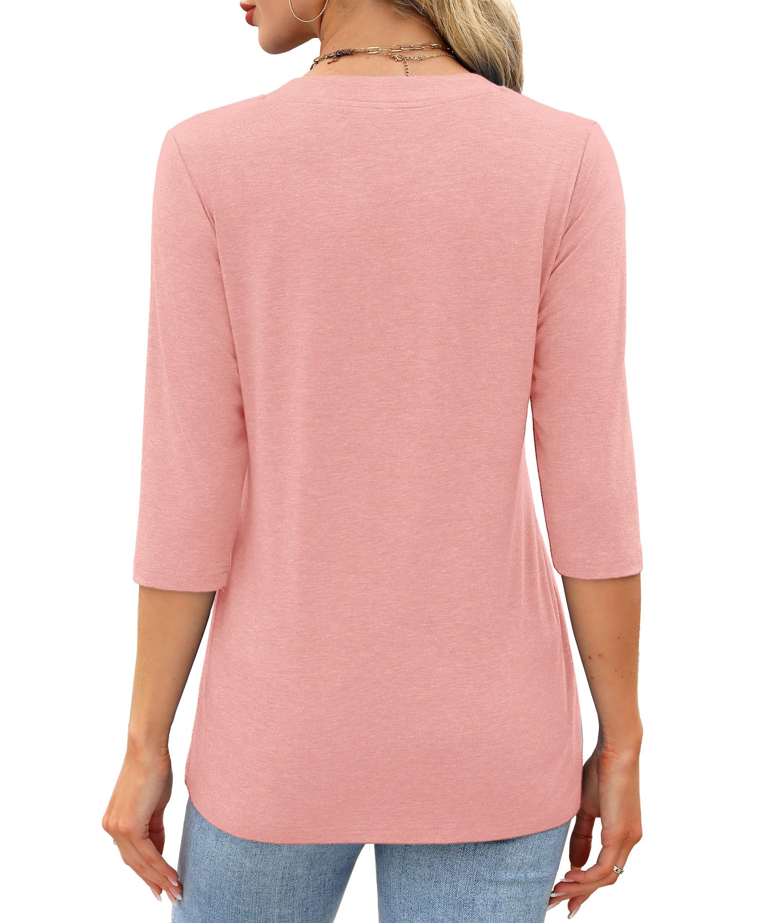 JomeDesign Womens Tops 3/4 Sleeve V Neck Shirts Dressy Casual Tunic Blouses Summer Tees