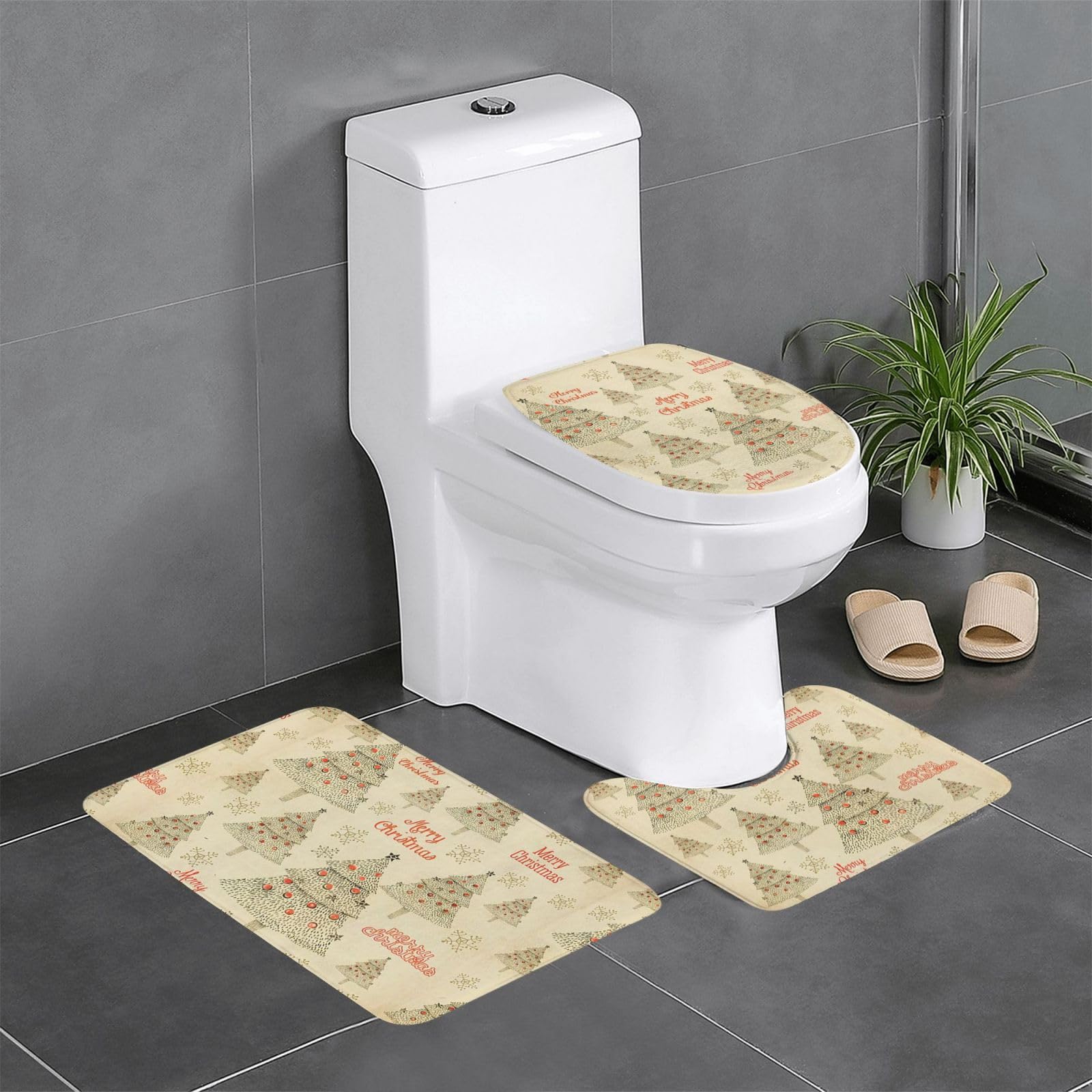 Tapis de sol motif sapin de Noël en flanelle pour réchauffer l'ambiance de votre cuisine