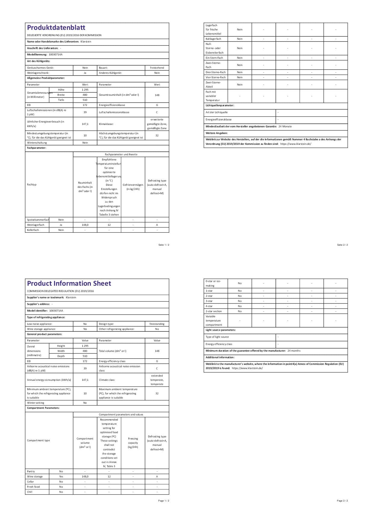 Klarstein BuiltIn Wine Cooler Fridge, Dual Zone Wine Fridge with Glass