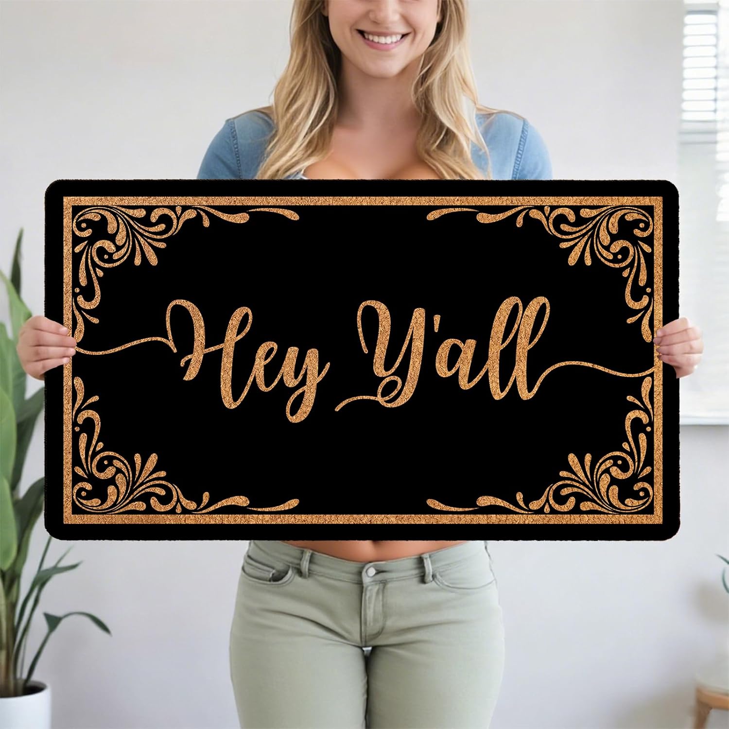 Ho, Why is You Here There is No Reason for You to Be Here Go Away Yay You're Here Hey Y'all Yay It's You Non-Slip 30x17 Inch Indoor/Outdoor Rug for Front Door Mat GIF Fonts Mat