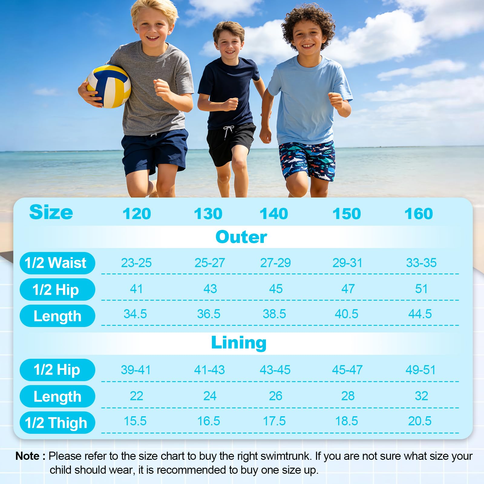 Leeboom Costume Bambino Mare 2 in 1 con Slip Interno – Costume Ragazzo Mare Antistrappo Asciugatura Rapida con Mutandina Integrata, Ideale per Estate e Piscina