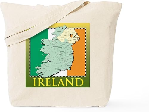 CafePress Ireland Map And Flag Tote Bag Natural Canvas Tote Bag, Cloth Shopping Bag