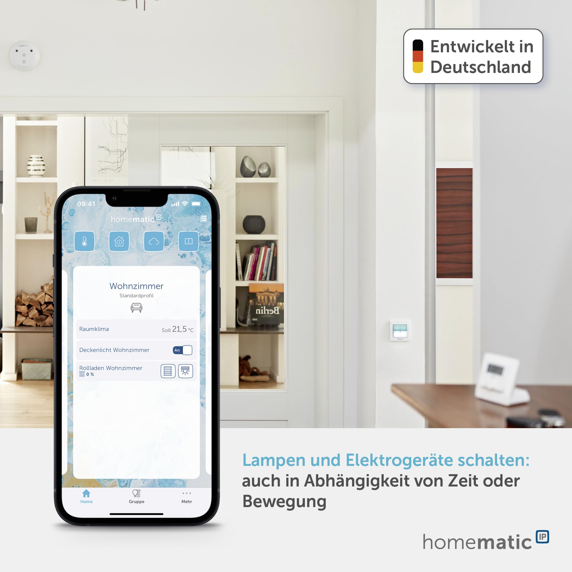 Homematic IP Schaltaktor für Markenschalter – mit Signalleuchte | Smart Home, zwei beleuchtete Tasten, steuert Geräte und Leuchten per App, Alexa & Google Home, Energie sparen, 152020A0
