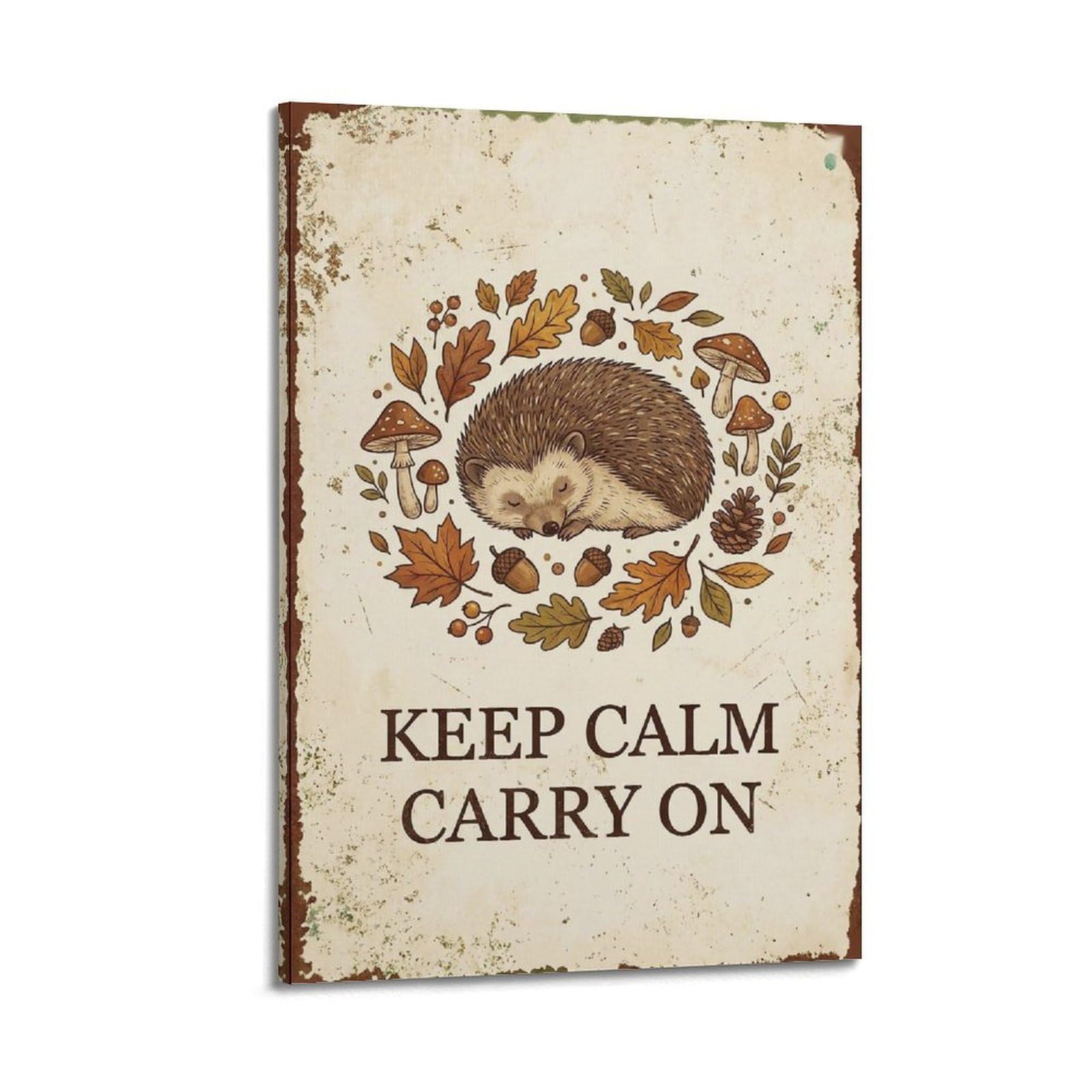 OKAHYS Hedgehog Woodland Illustration Poster Mushroom Thicket Modern Decorative Canvas Prints - Ideal Wall Art for Family, Man Cave, Game Room, Boys & Girls Bedroom 20x30inch