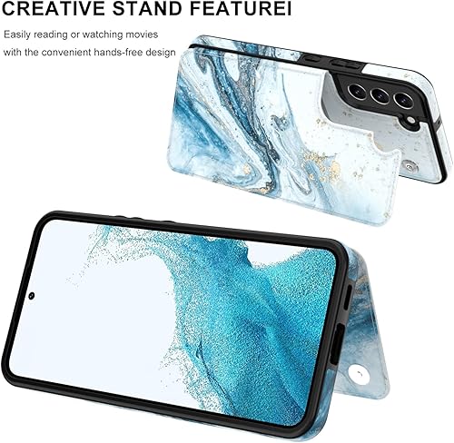 Miniatura 4 de LETO Funda para Galaxy S23, funda de piel tipo cartera con tapa y diseño de flores de moda para niñas y mujeres, con ranuras para tarjetas, función