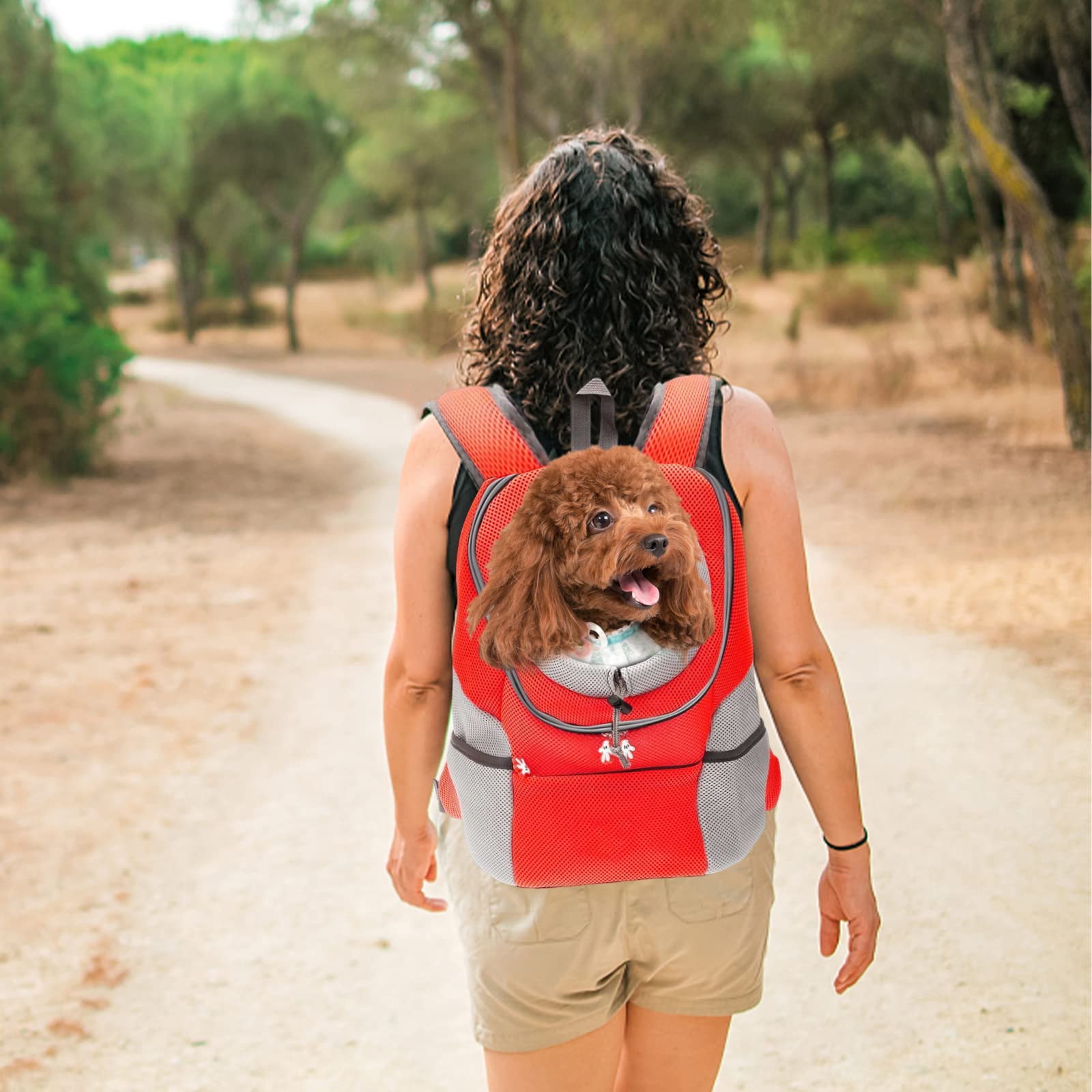 PETCUTE Sac à Dos pour Chien,Respirant Sac à Dos de Transport pour Chien,Sac à Dos de Transport pour Petits Chiens et Chats,Sac de Transport pour Animaux,pour randonnée,Voyage en Plein Air,Orange,L