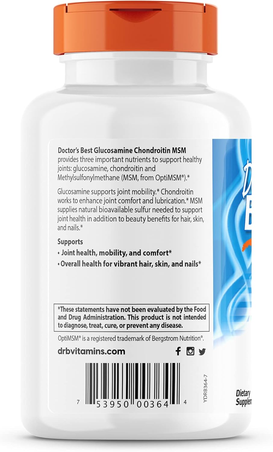 Doctor's Best Glucosamine Chondroitin MSM with OptiMSM, Supports Healthy Joint Structure, Function, & Comfort, Non-GMO, Gluten Free, Soy Free, 360 Count : Health & Household