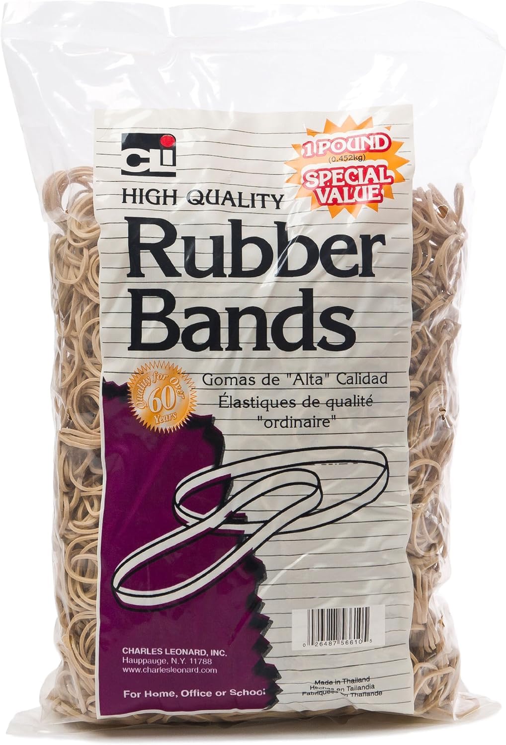 Charles Leonard Rubber Bands, 84 (3-1/2 x 1/2 Inches), Amber, 1 Pound Bag (56684)