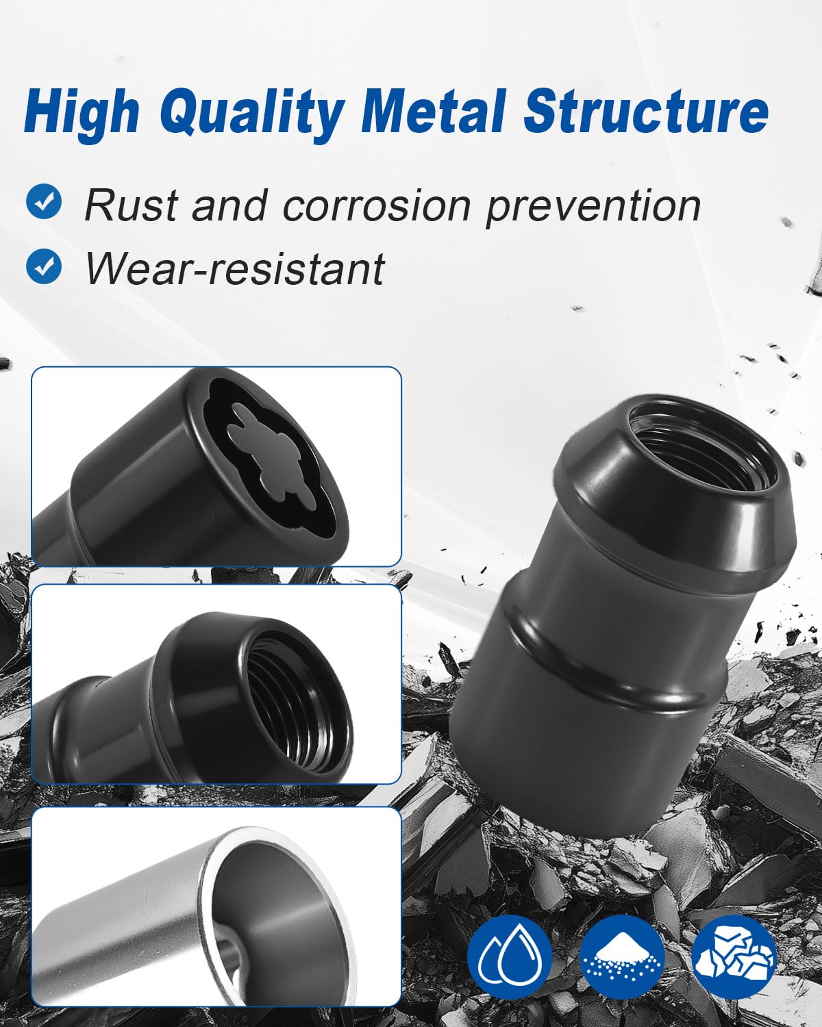 Wheel Lock Nut Replace 24548, Thread Size 1/2"-20 Black Wheel Locks, 5Pcs image 4