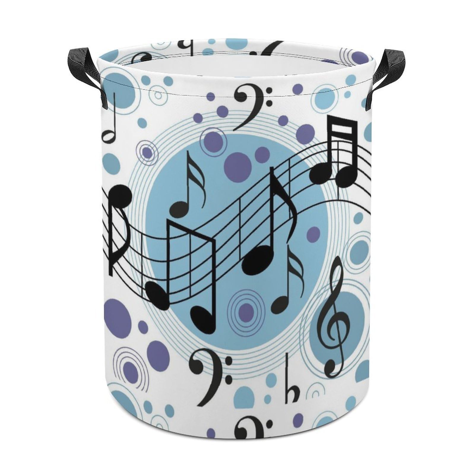 Wlntrophic Laundry Hamper, Polka Dot Music Note Laundry Basket, Washing Basket with Handle