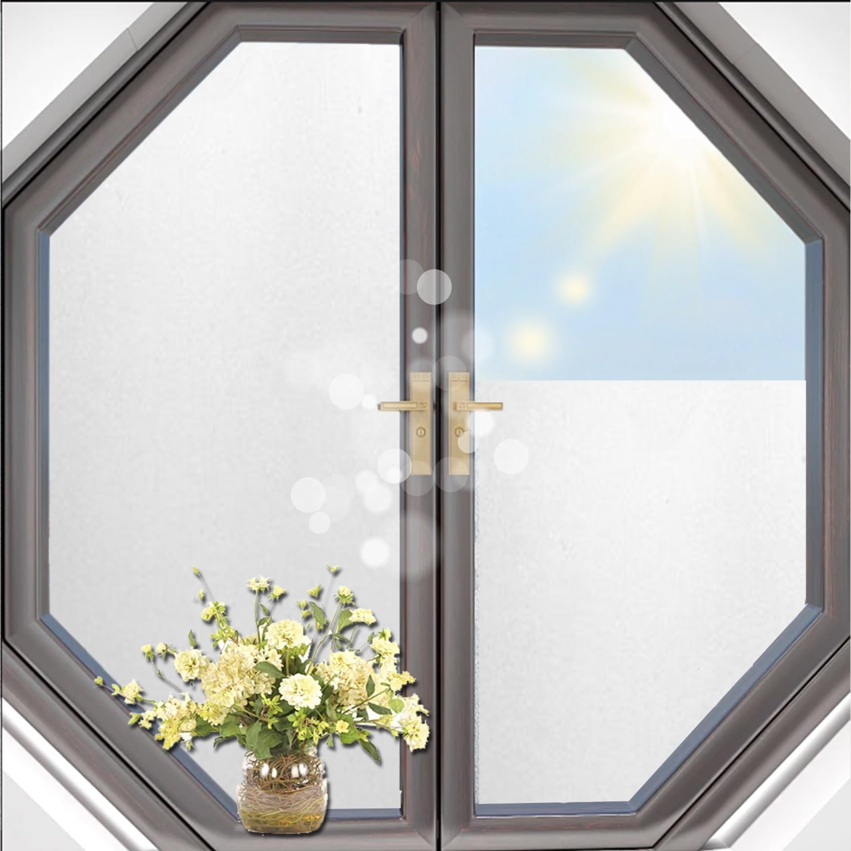 Raamfolie, Ondoorzichtig 120 x 330 cm, No-Lijm Statische, Zichtbeschermings, Niet Klevende Isolatie, Zelfklevend Privacyfolie, met Schraper, Voor Slaapkamer Deur, wit mat