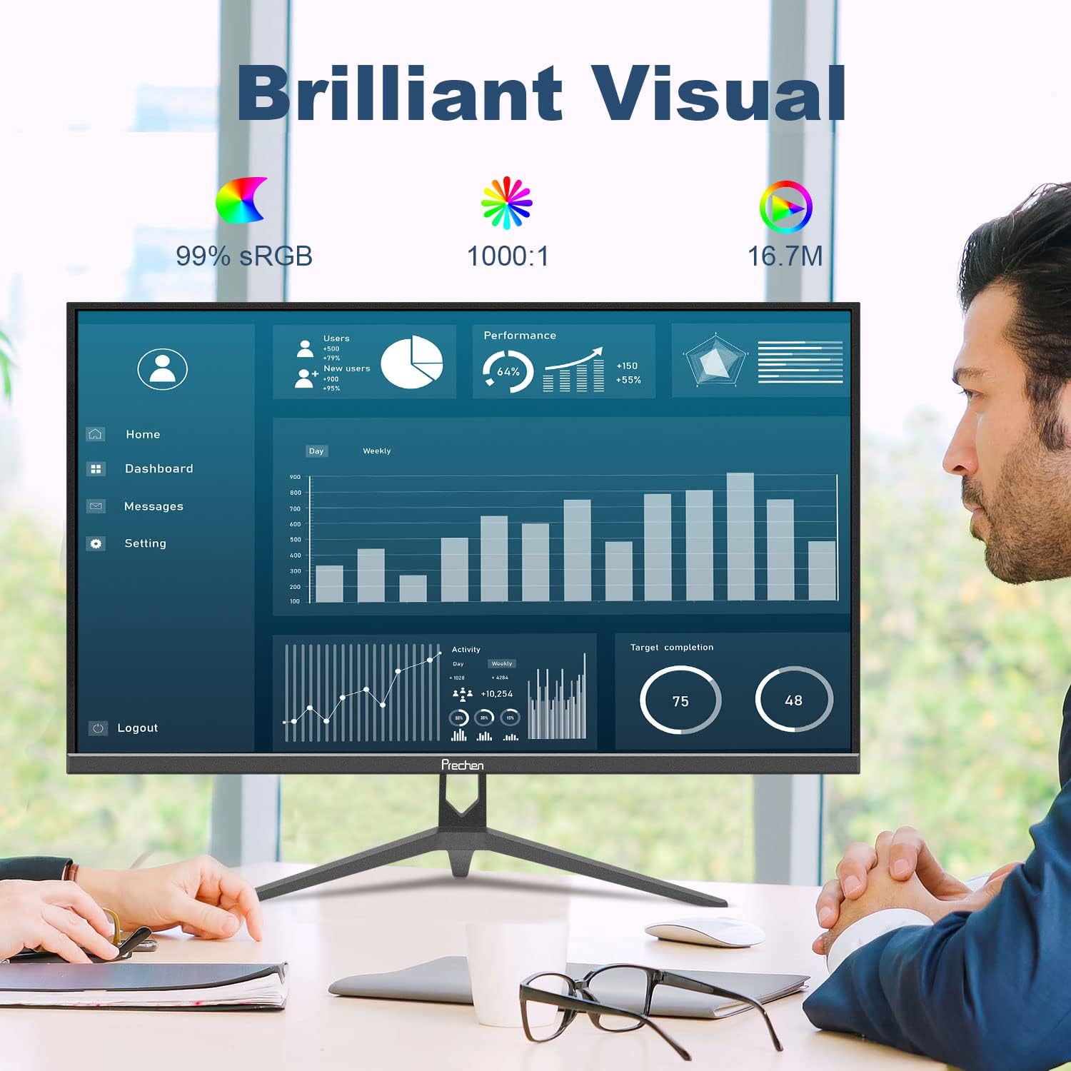 Comparison of 60Hz vs 75Hz refresh rate on a racing game, showing smoother motion at 75Hz