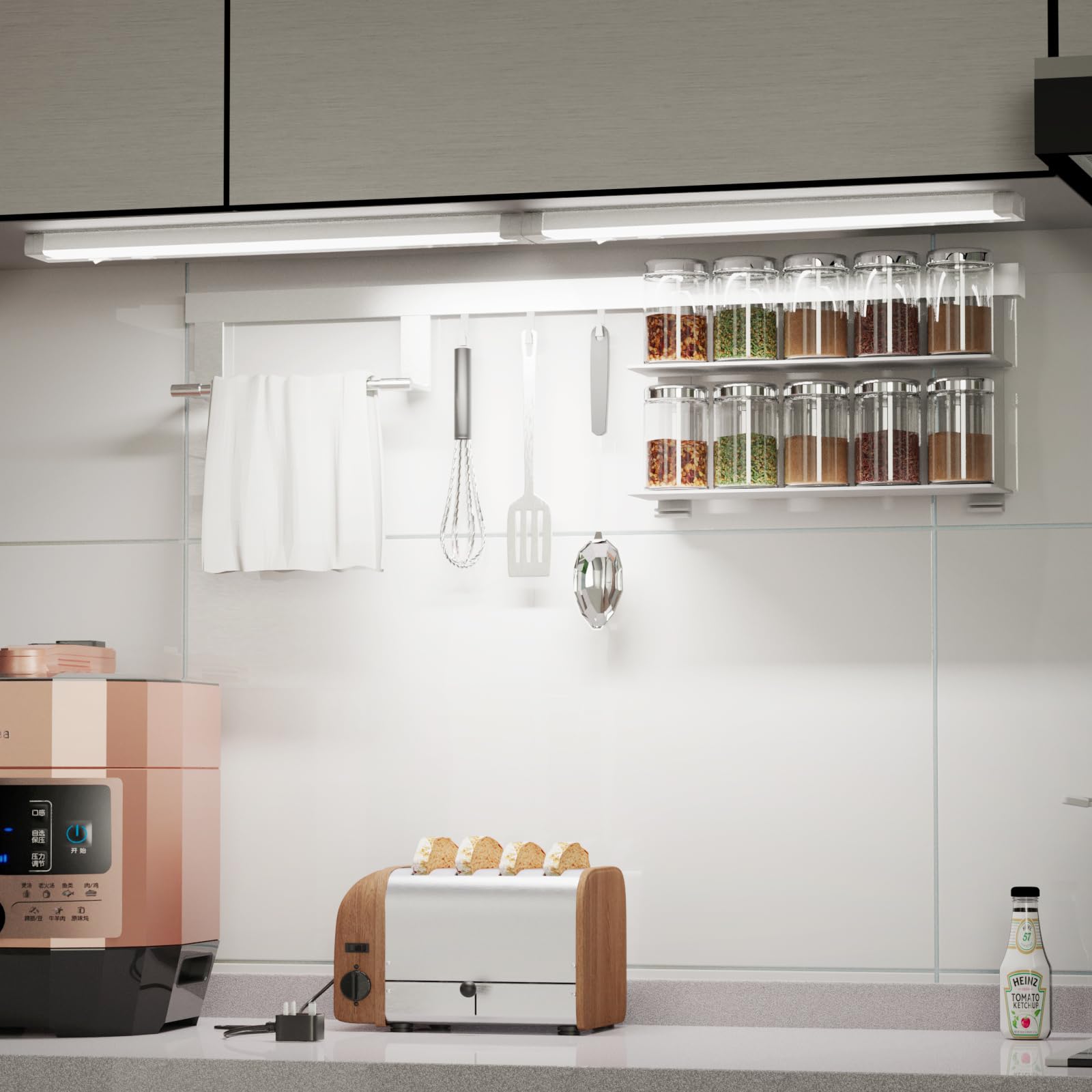 ENUOTEK Luce LED Sottopensile Cucina, Barra LED Sottopensile 545MM 2 Pezzi Dimmerabile, 3 Colori di Luce Regolabili 3000K 4000K 6500K Luci, 8W 750Lm, Per la Cucina e il Bagno, Funzione di Memoria