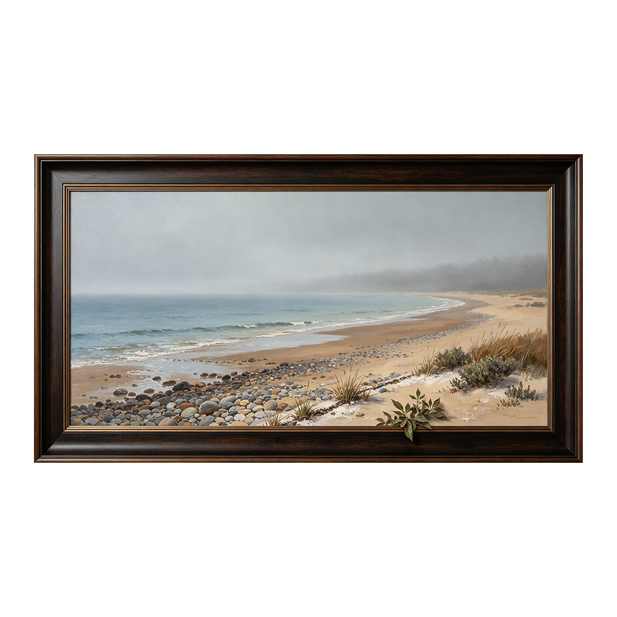 Yzpallescene 3D Framed Wall Art 50cm×100cm Coastal Seascape Realistic Oil Painting Large Size SelfAdhesive Removable Wall Decor Prints Artwork for Living Room Bedroom Office