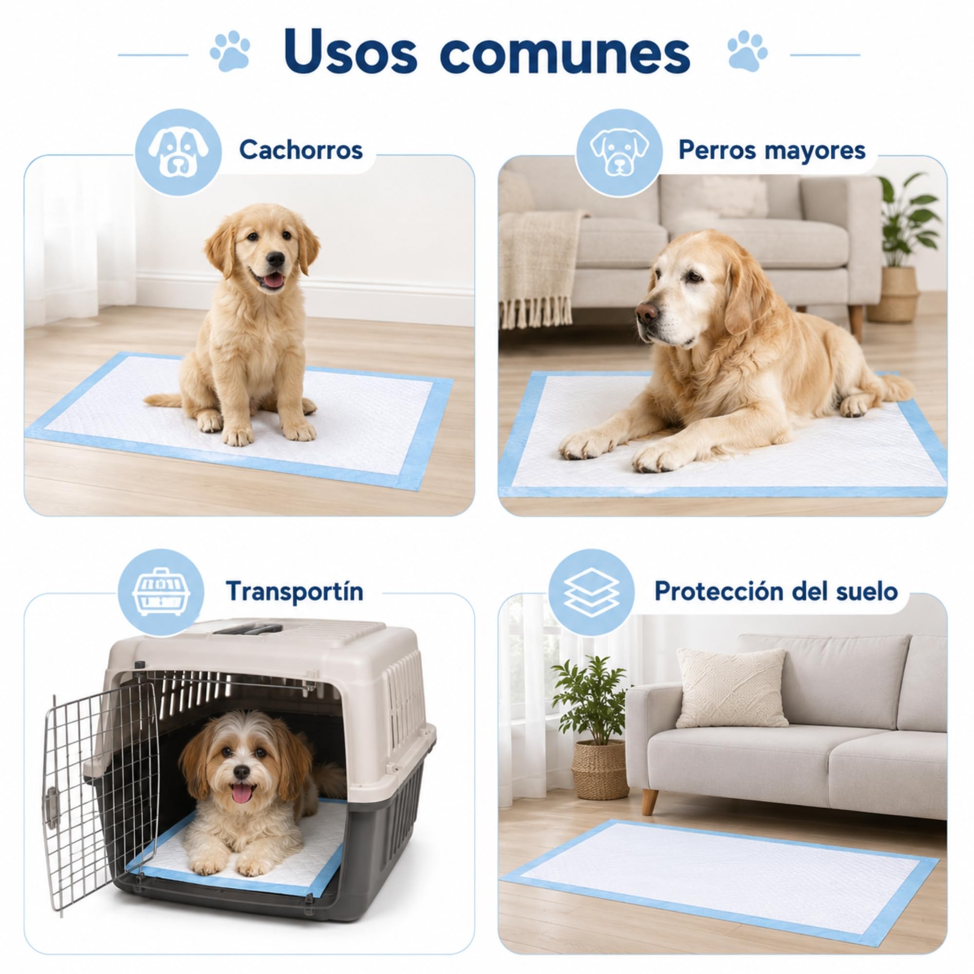 DODA Empapadores Perro 60x60 cm 100 Unidades | Ultra Absorbentes 6 Capas | Base Impermeable Antifugas | Pads Higiénicos para Cachorros y Perros | Resguardos para Cães