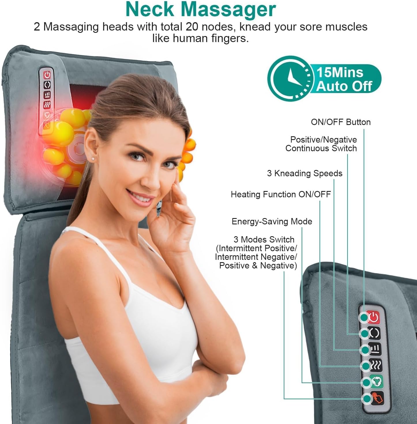 KOCASO Full Body Electric Massage Mat,Heat Vibration Massage Pad Cushion Back Massage Mattress Chair Pad with Neck Massage Pillow with 10 Vibration Motors Timer Anti-Slip Bottom Earplugs
