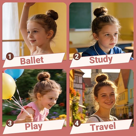 TsMADDTs Bun Maker and Hair Nets Set, Hair Accessory Set with 8 Bun Makers for Women, 10 Brown Invisible Nets, 5 Elastic Bands and 40 U Bobby Pins for Ballet, Dance