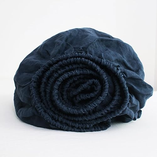 Miniatura 15 de S VICTORY SYMBOL Sábana bajera ajustable 100% de lino orgánico 78"x80" Cubrecolchón 1 Pieza, Bolsillo Profundo de 16 pulgadas, Ropa de Cama de Lino