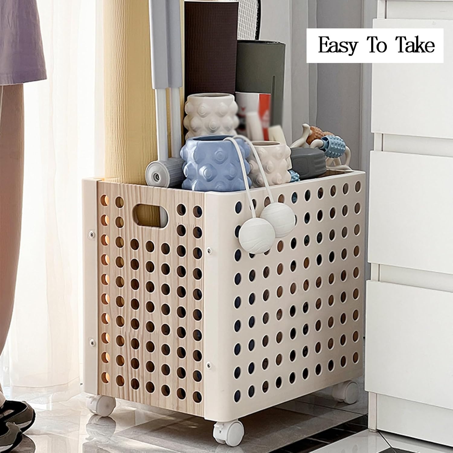 Tennis Racket Storage Rack, Badminton Racket Organizer Trolley,with Handle and Brakes,for Retail Store Home Badminton Courts Storage Room Schools