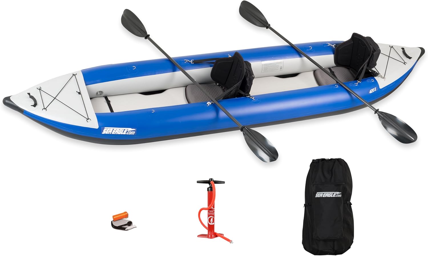 Sea Eagle 420X Explorer Inflatable Kayak- Fishing, Touring, Camping, Exploring &White Watering-Self Bailing, Removable Skeg, Drop Stitch Floor