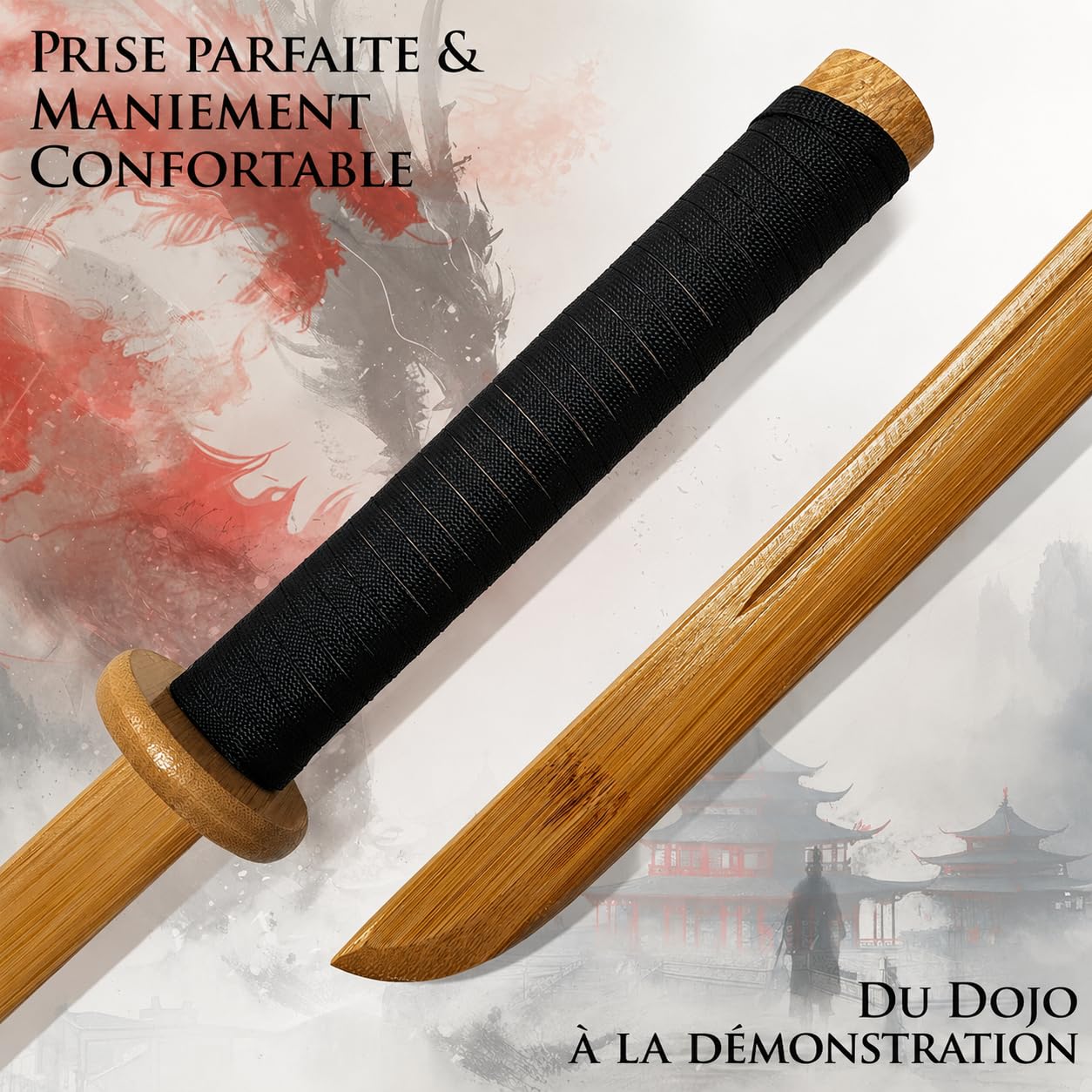 Bokken en Bois Shinai Katana Wakizashi Tanto Kendo Épée Accessoires d'armes en Bois Kendo Entraînement Sabre Samouraï