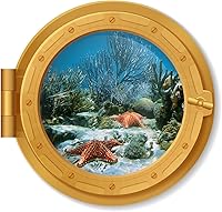 Vista 16 de Niwo ART - Adhesivo 3D de coral A, latón, ojo de buey submarino bajo el agua, adhesivo de pared autoadhesivo para despegar y pegar (12 pulgadas)