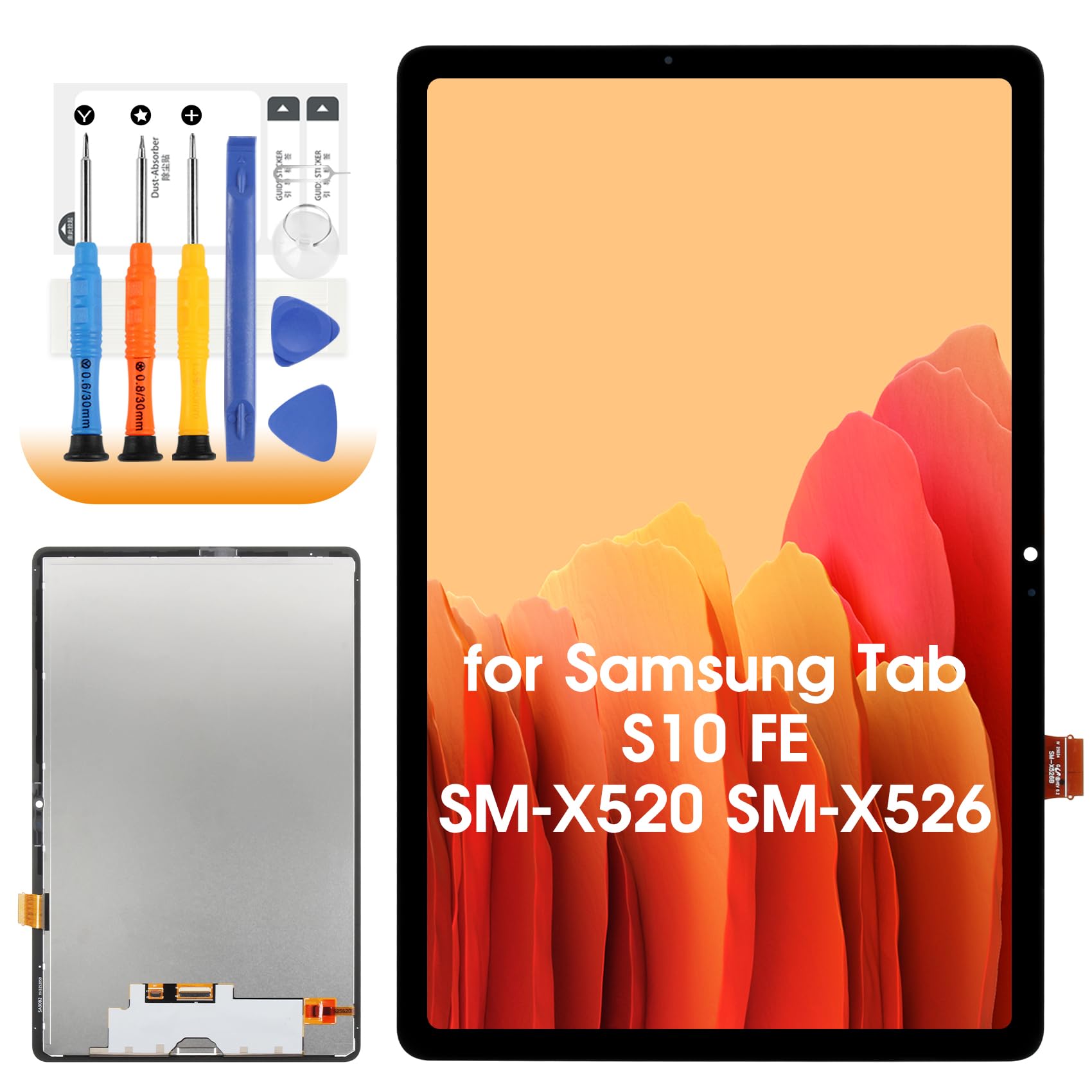 LCD Display für Samsung Tab S10 FE Ersatzbildschirm für Samsung Galaxy Tab S10 FE SM-X520 SM-X526B X526 11 Zoll LCD Display Digitalizer Touchscreen zusammengebaut mit Werkzeugen, Schwarz